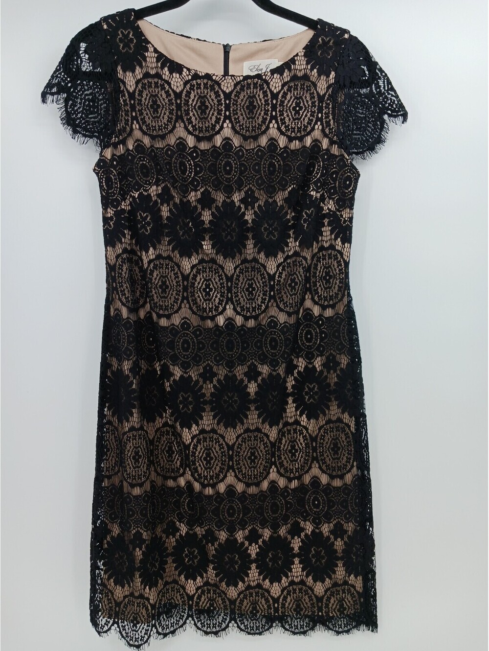 Eliza J Women's Dress Size 4 Black Nude Lace Cap Sleeve MIni Cocktail Casual